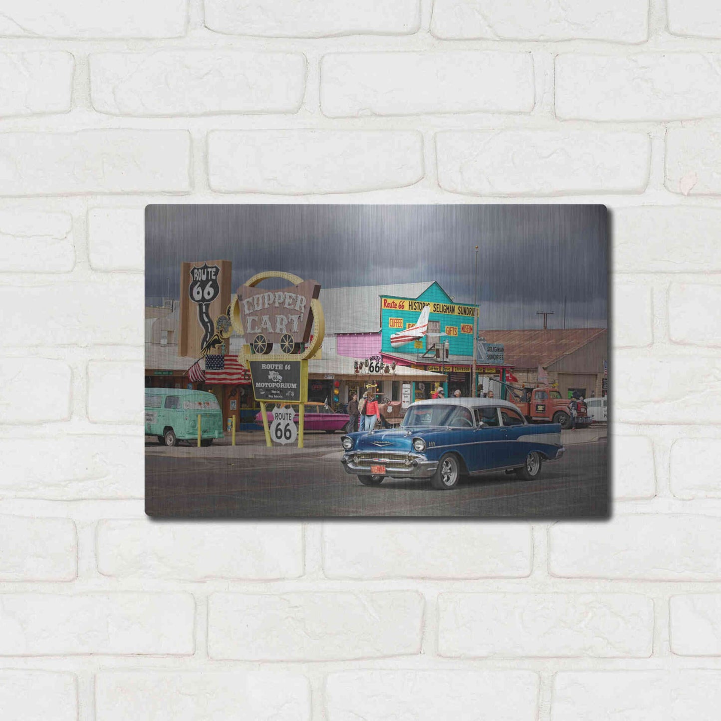 Luxe Metal Art 'Route 66 Fun Run Seligman' by Mike Jones, Metal Wall Art,16x12