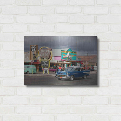 Luxe Metal Art 'Route 66 Fun Run Seligman' by Mike Jones, Metal Wall Art,24x16