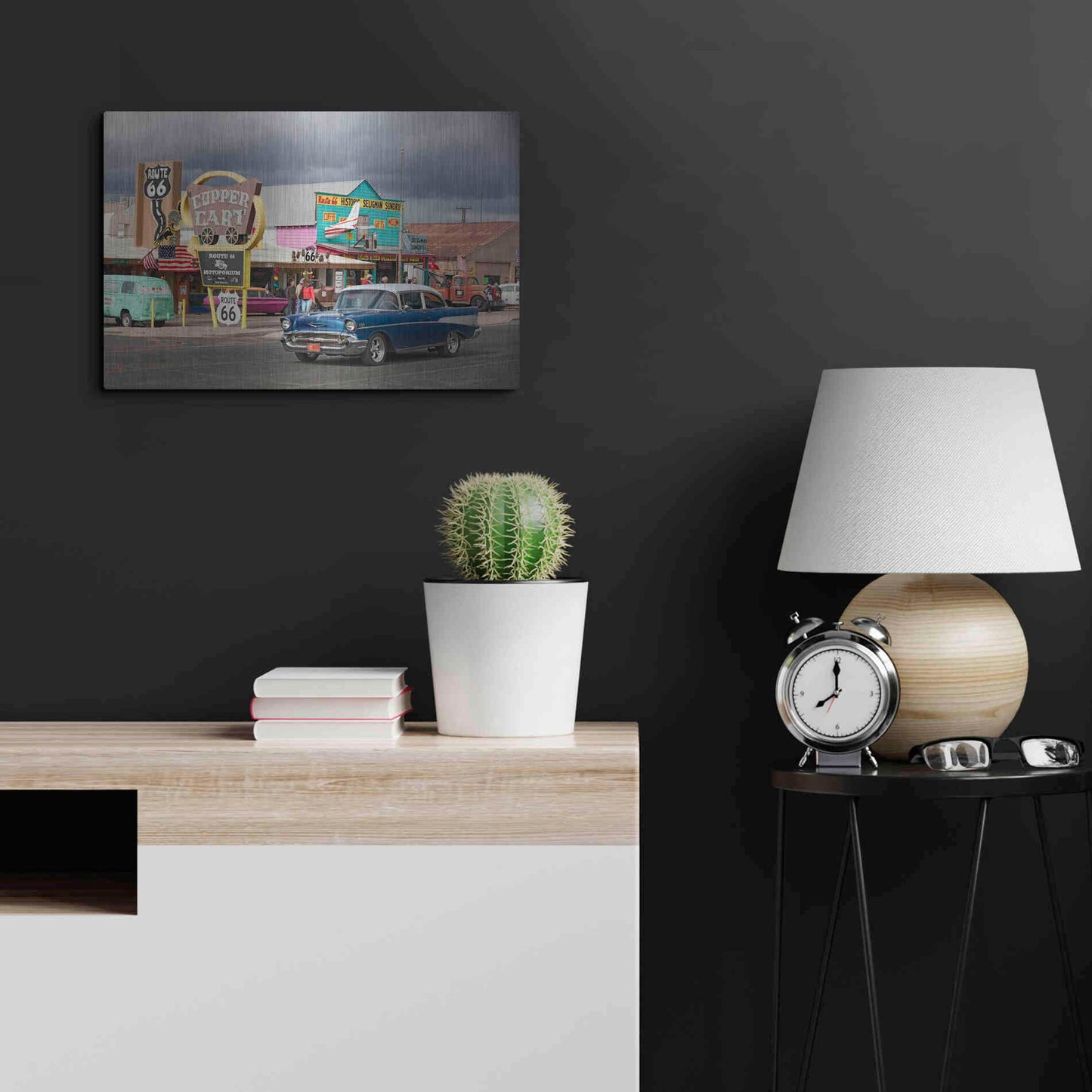 Luxe Metal Art 'Route 66 Fun Run Seligman' by Mike Jones, Metal Wall Art,24x16