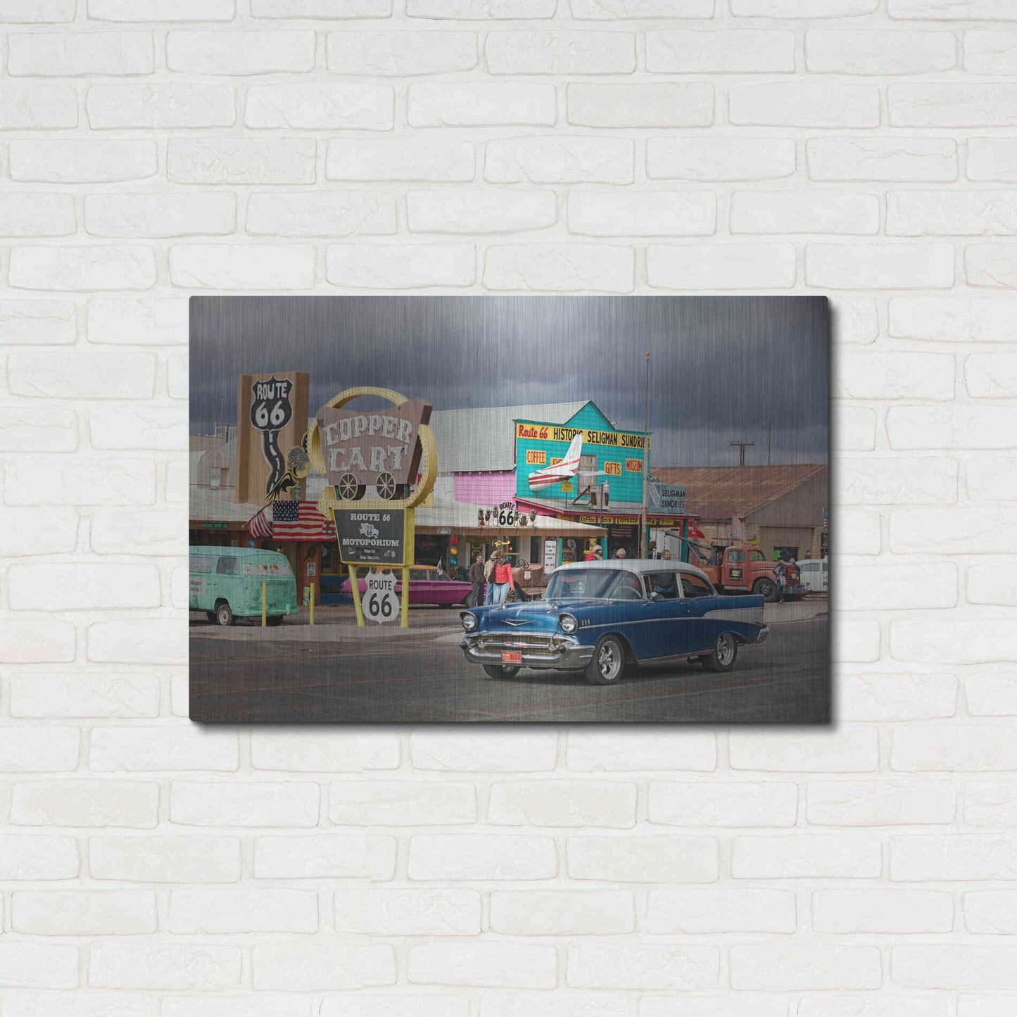 Luxe Metal Art 'Route 66 Fun Run Seligman' by Mike Jones, Metal Wall Art,36x24
