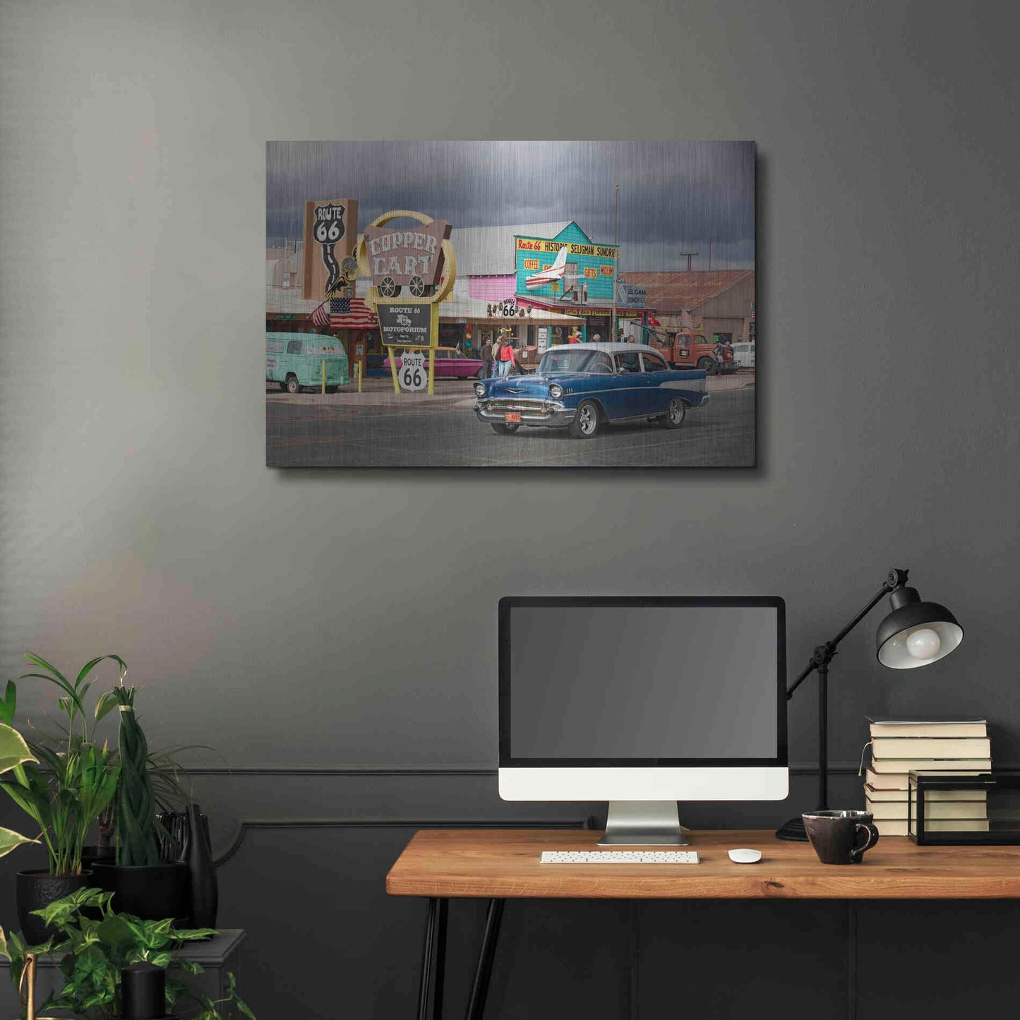 Luxe Metal Art 'Route 66 Fun Run Seligman' by Mike Jones, Metal Wall Art,36x24