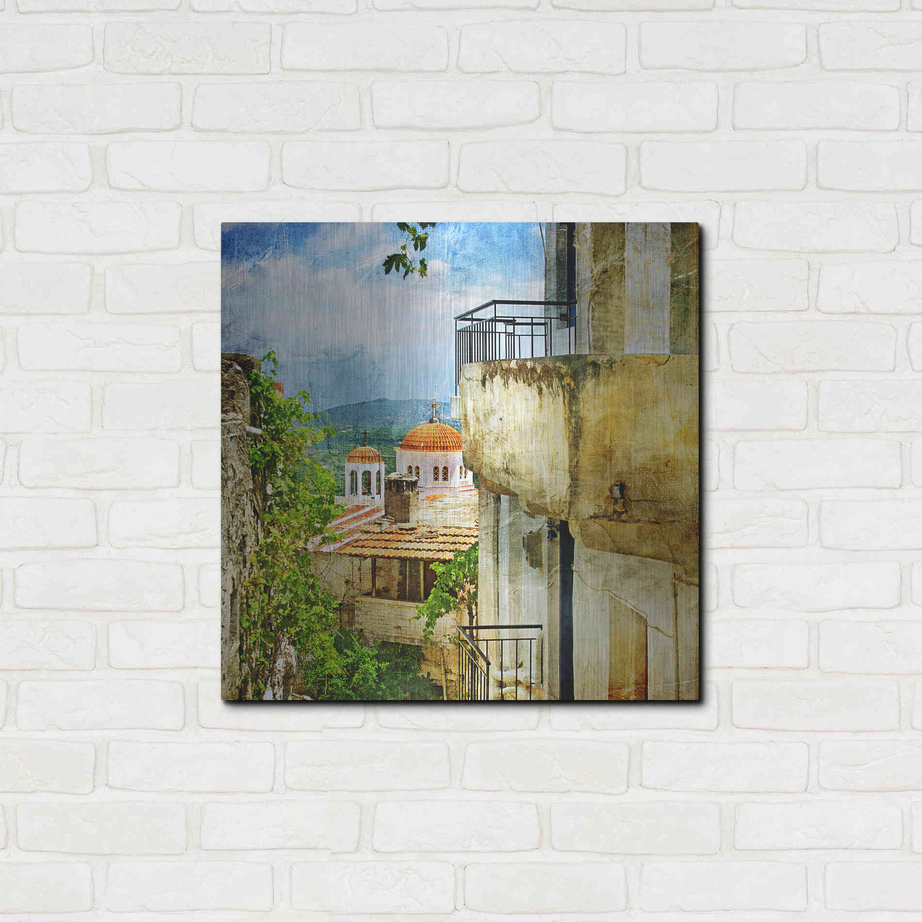 Luxe Metal Art 'Santorini II' Metal Wall Art,24x24