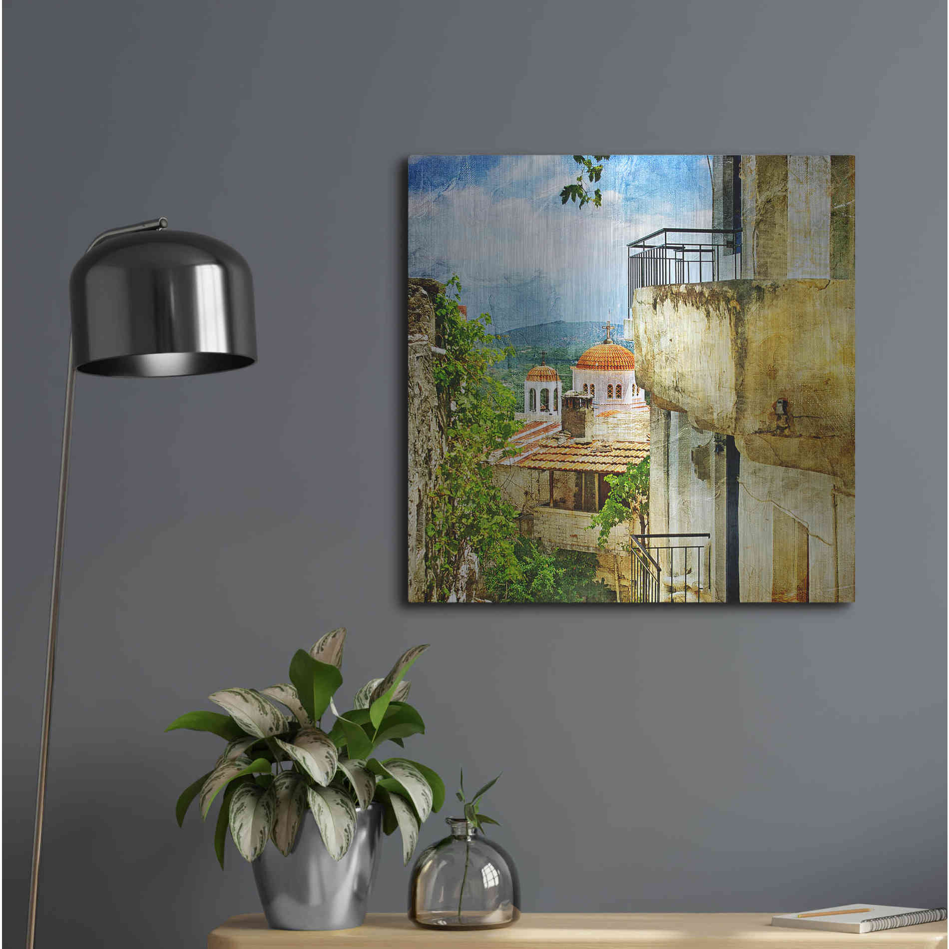 Luxe Metal Art 'Santorini II' Metal Wall Art,24x24