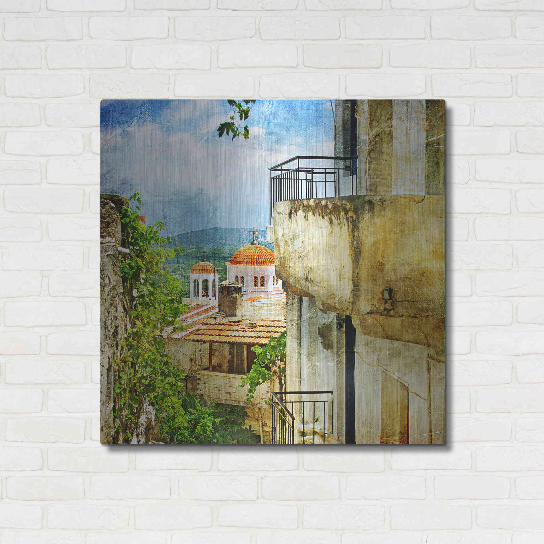 Luxe Metal Art 'Santorini II' Metal Wall Art,36x36