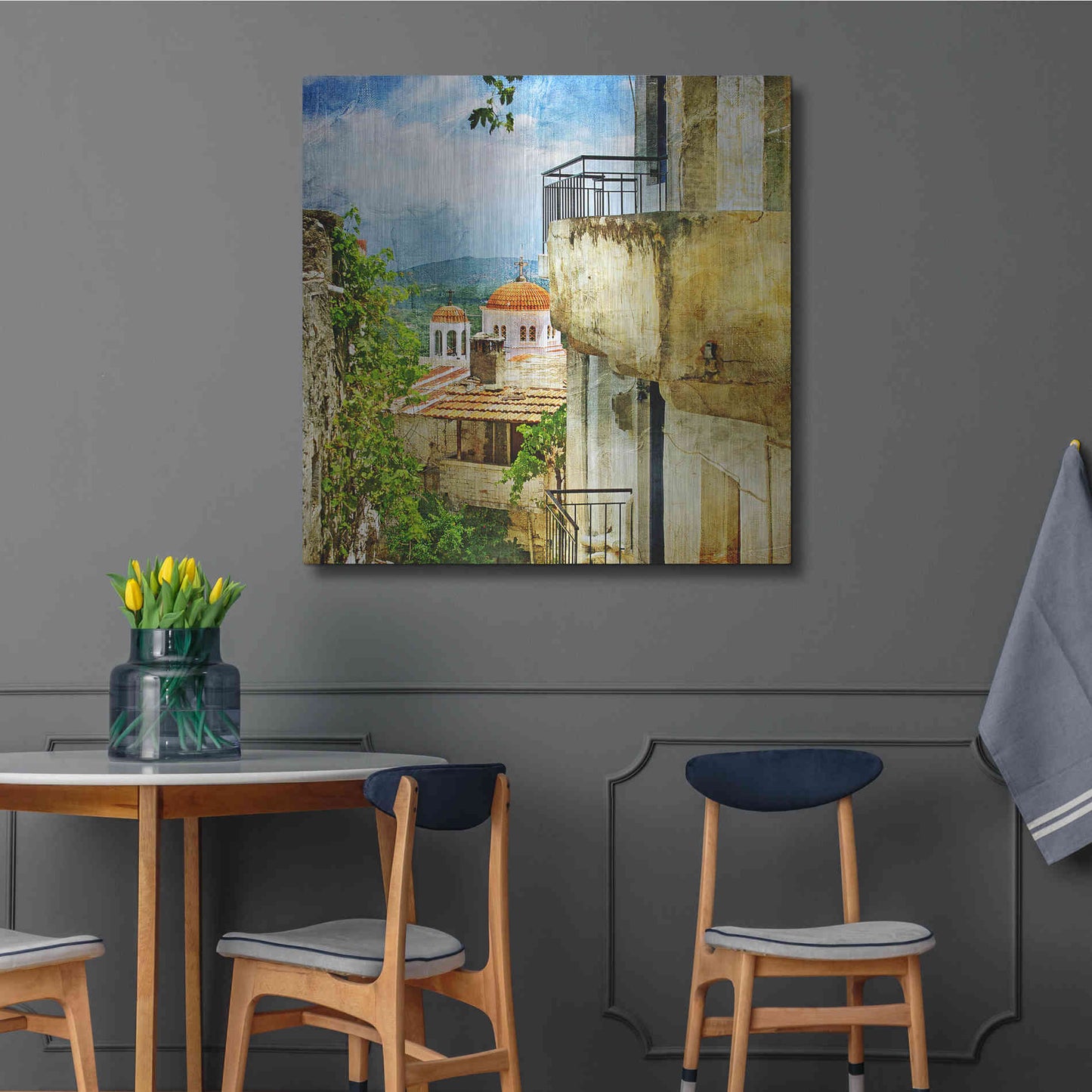 Luxe Metal Art 'Santorini II' Metal Wall Art,36x36