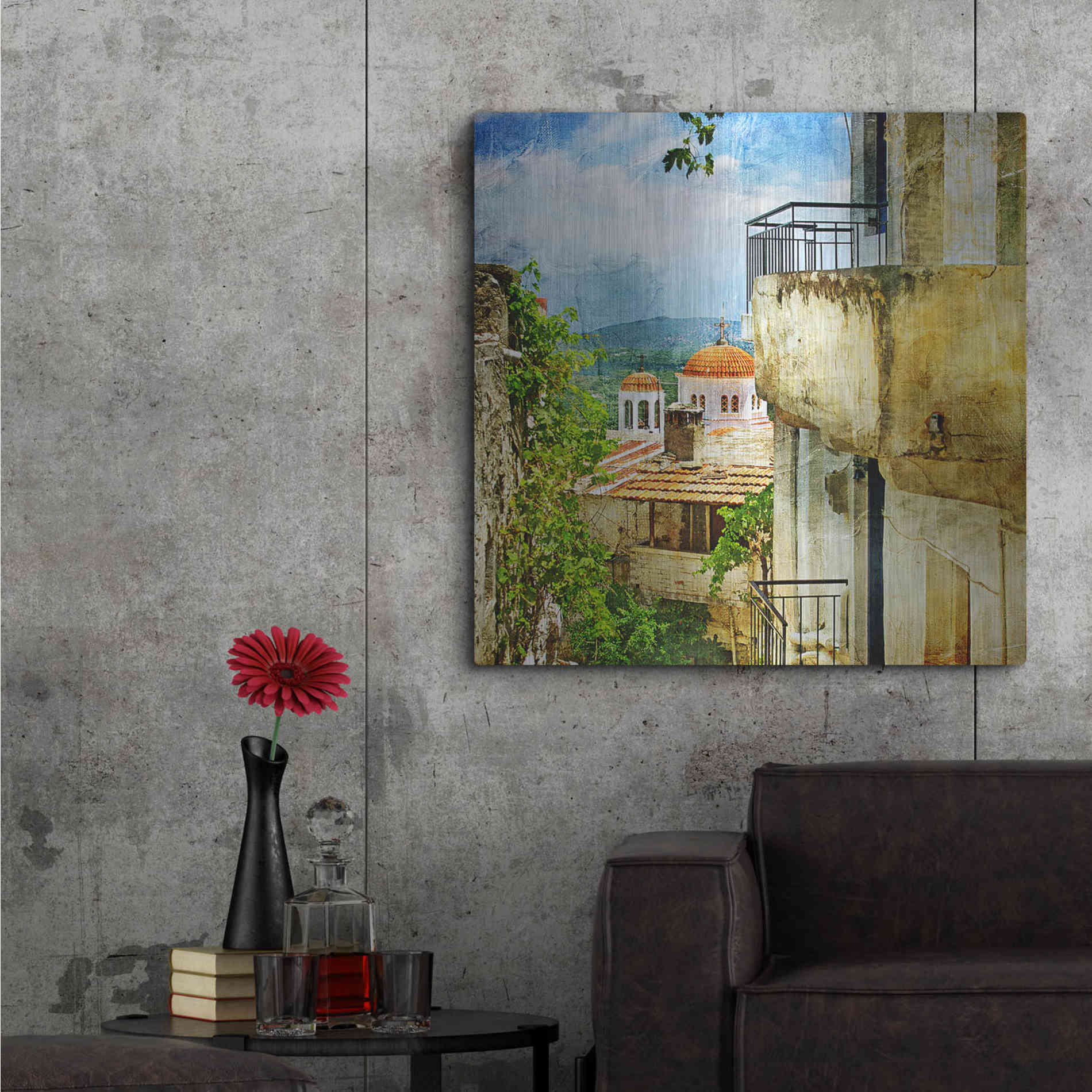 Luxe Metal Art 'Santorini II' Metal Wall Art,36x36