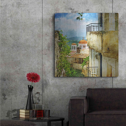 Luxe Metal Art 'Santorini II' Metal Wall Art,36x36