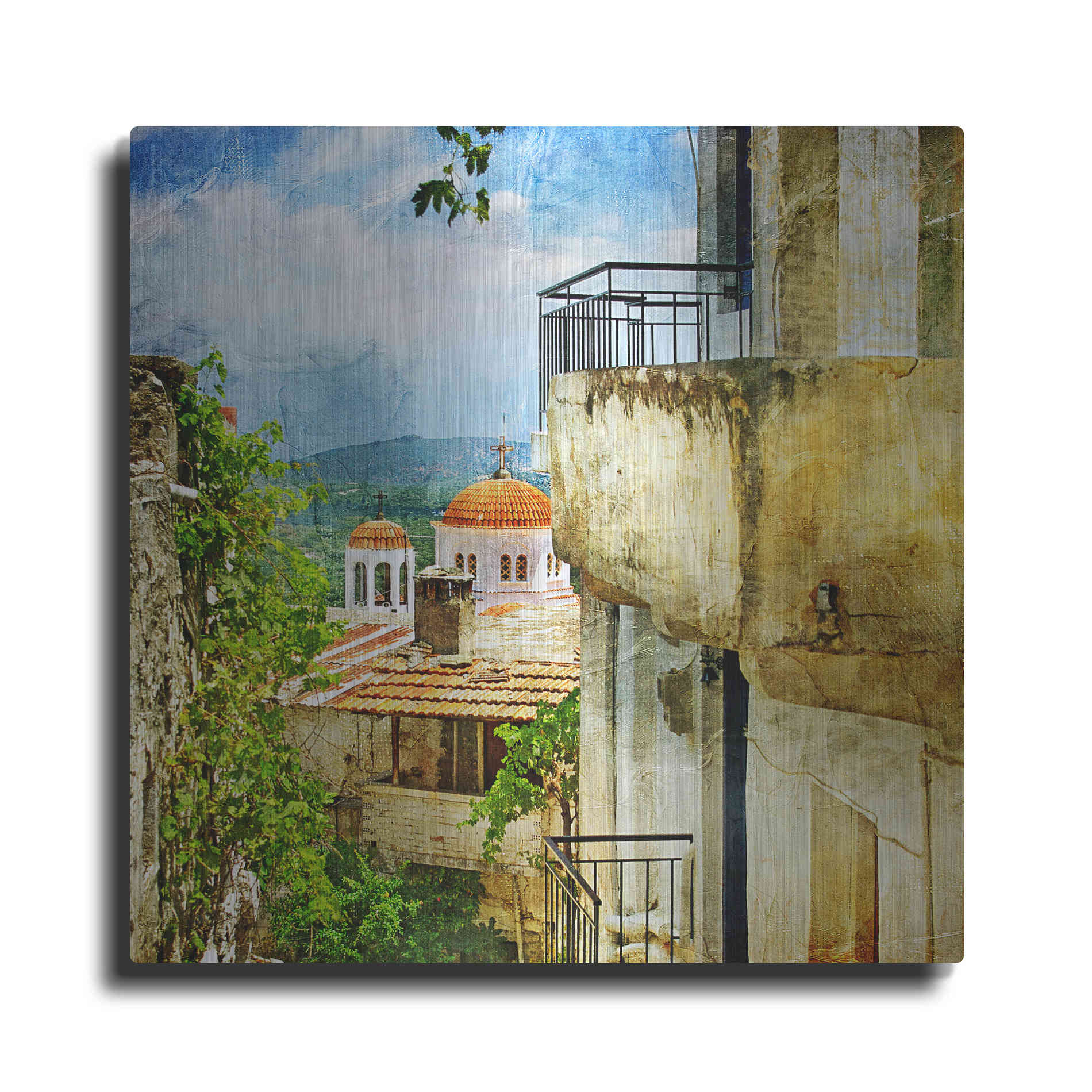 Luxe Metal Art 'Santorini II' Metal Wall Art