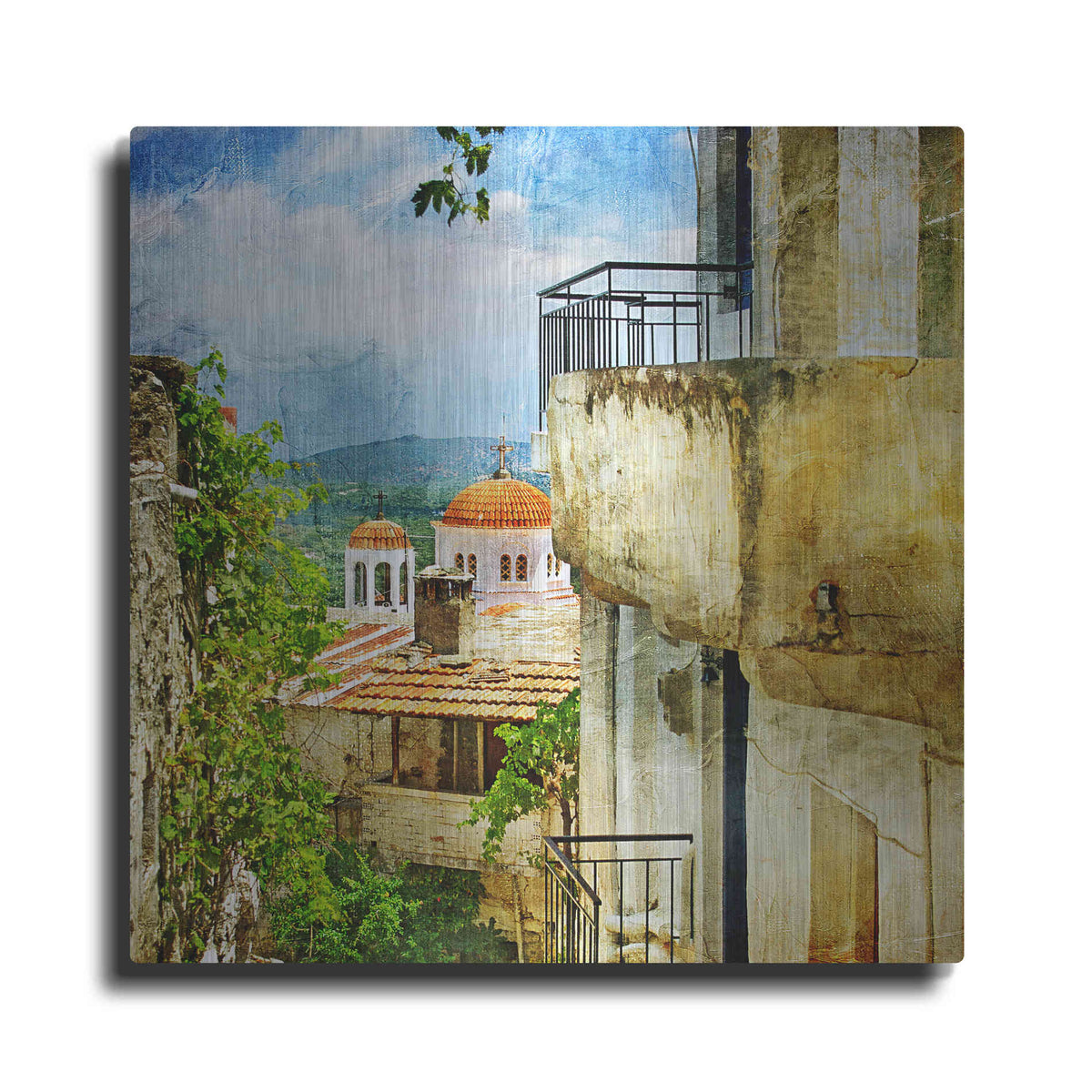 Luxe Metal Art 'Santorini II' Metal Wall Art