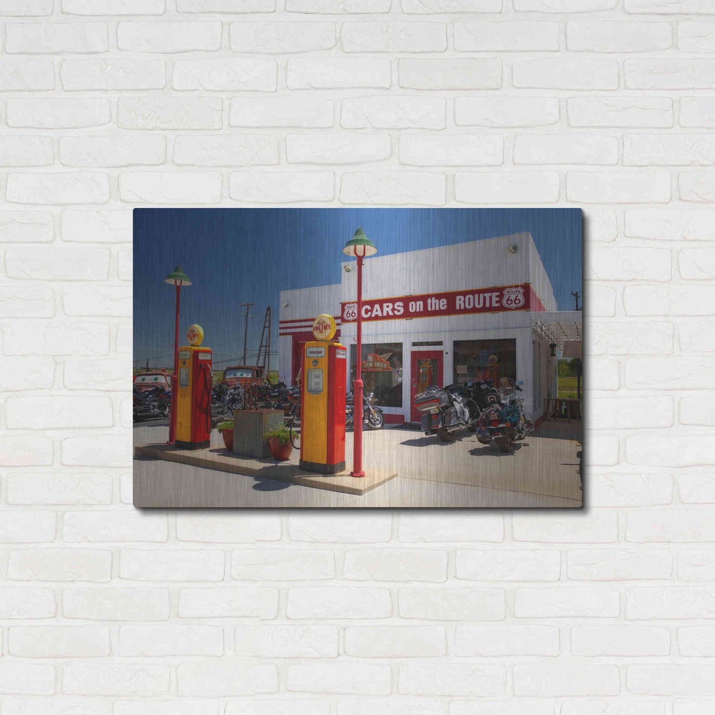 Luxe Metal Art 'Route 66 Kansas Kanotex' by Mike Jones, Metal Wall Art,36x24