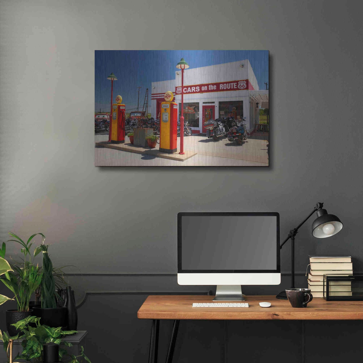 Luxe Metal Art 'Route 66 Kansas Kanotex' by Mike Jones, Metal Wall Art,36x24