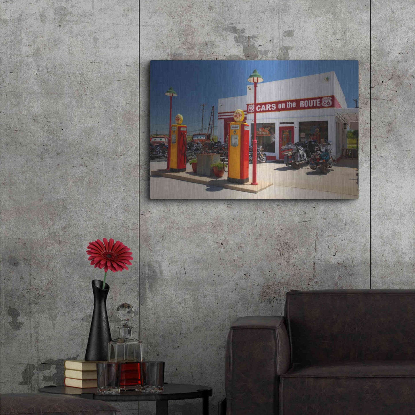 Luxe Metal Art 'Route 66 Kansas Kanotex' by Mike Jones, Metal Wall Art,36x24