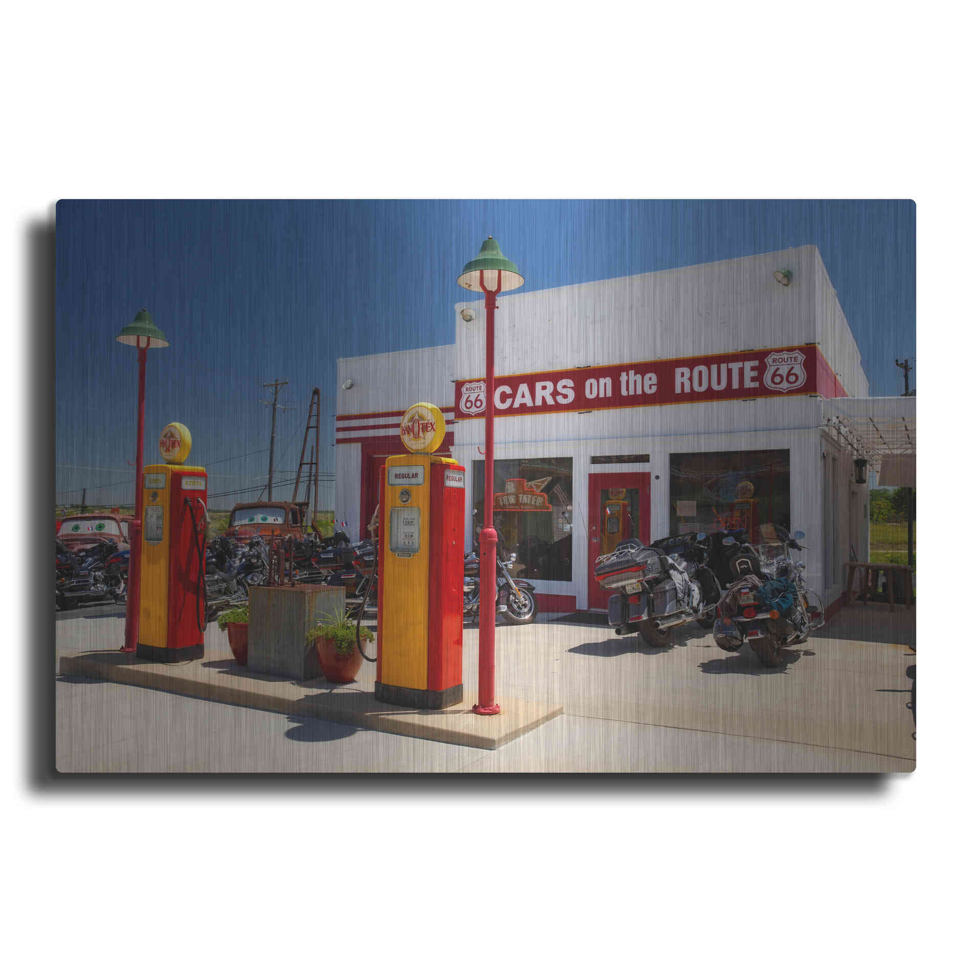 Luxe Metal Art 'Route 66 Kansas Kanotex' by Mike Jones, Metal Wall Art