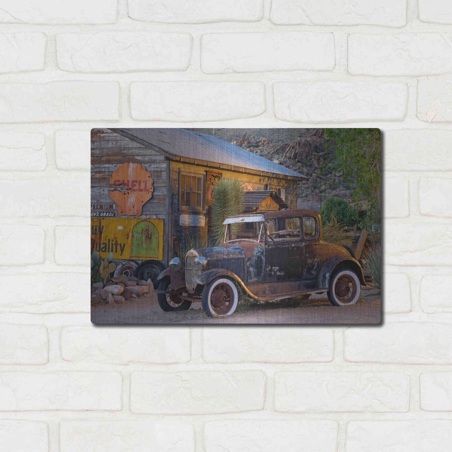 Luxe Metal Art 'Route 66 near Peach Springs' by Mike Jones, Metal Wall Art,16x12