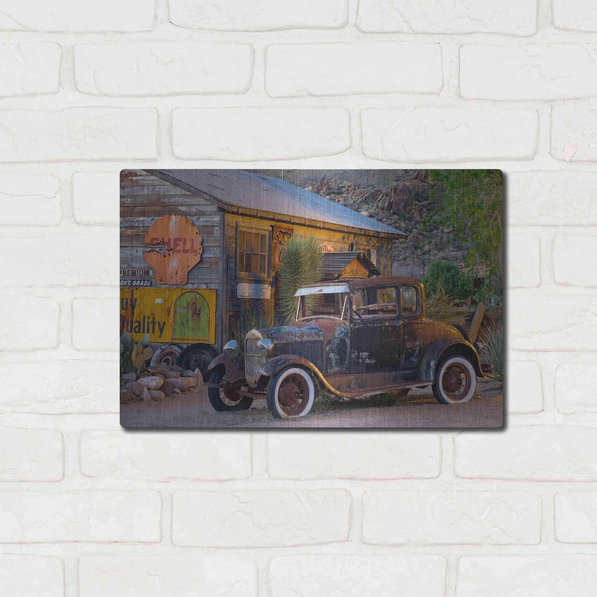 Luxe Metal Art 'Route 66 near Peach Springs' by Mike Jones, Metal Wall Art,16x12