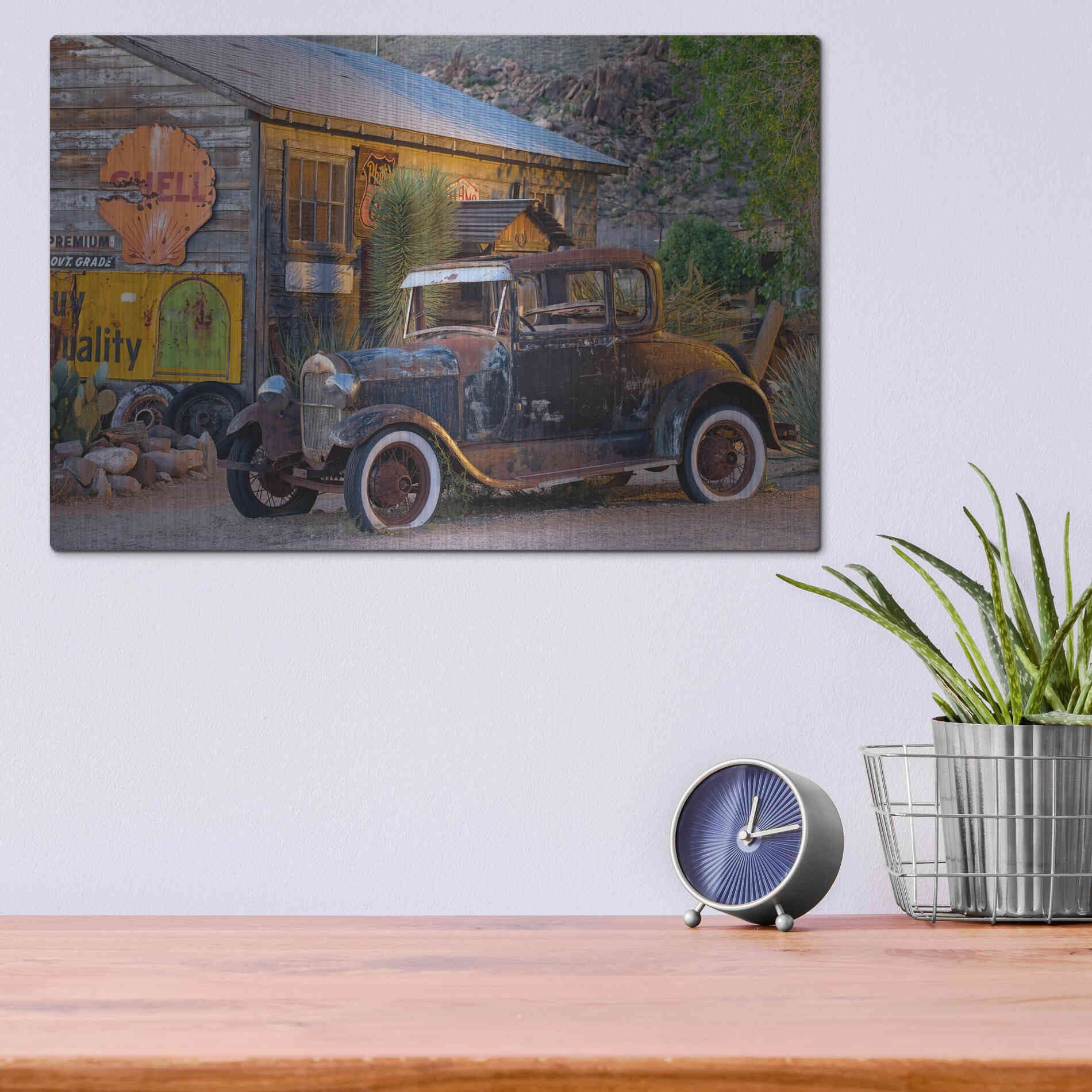 Luxe Metal Art 'Route 66 near Peach Springs' by Mike Jones, Metal Wall Art,16x12