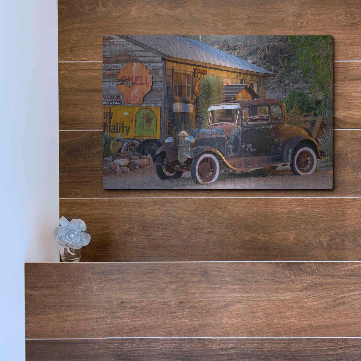 Luxe Metal Art 'Route 66 near Peach Springs' by Mike Jones, Metal Wall Art,16x12