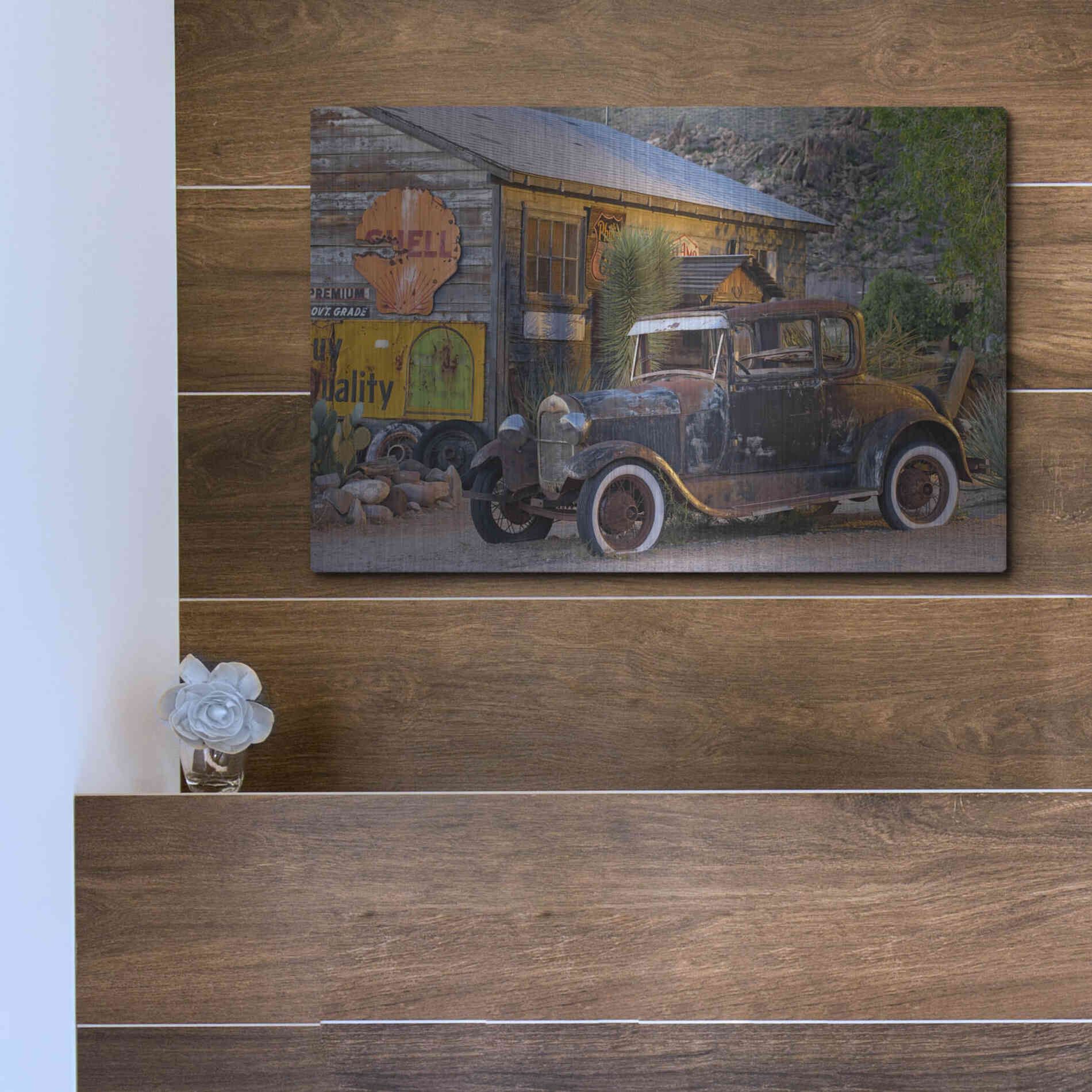 Luxe Metal Art 'Route 66 near Peach Springs' by Mike Jones, Metal Wall Art,16x12