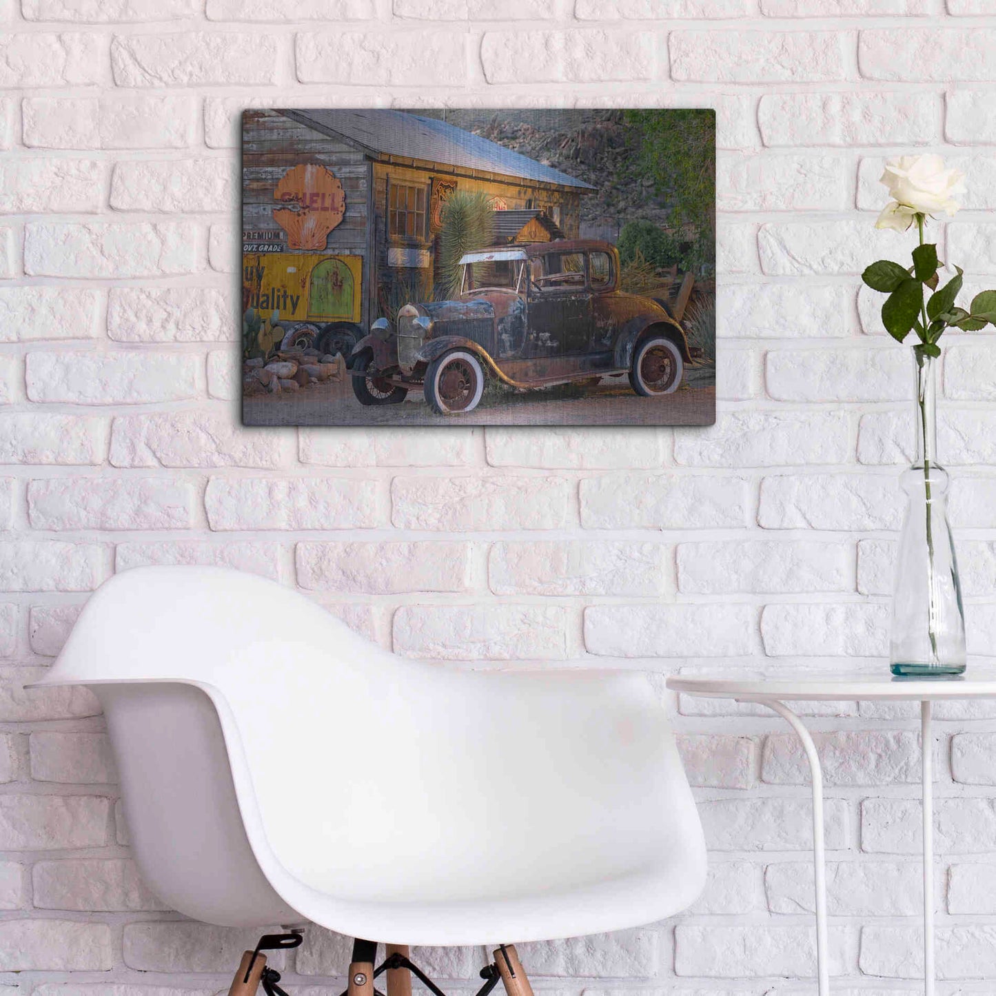 Luxe Metal Art 'Route 66 near Peach Springs' by Mike Jones, Metal Wall Art,24x16