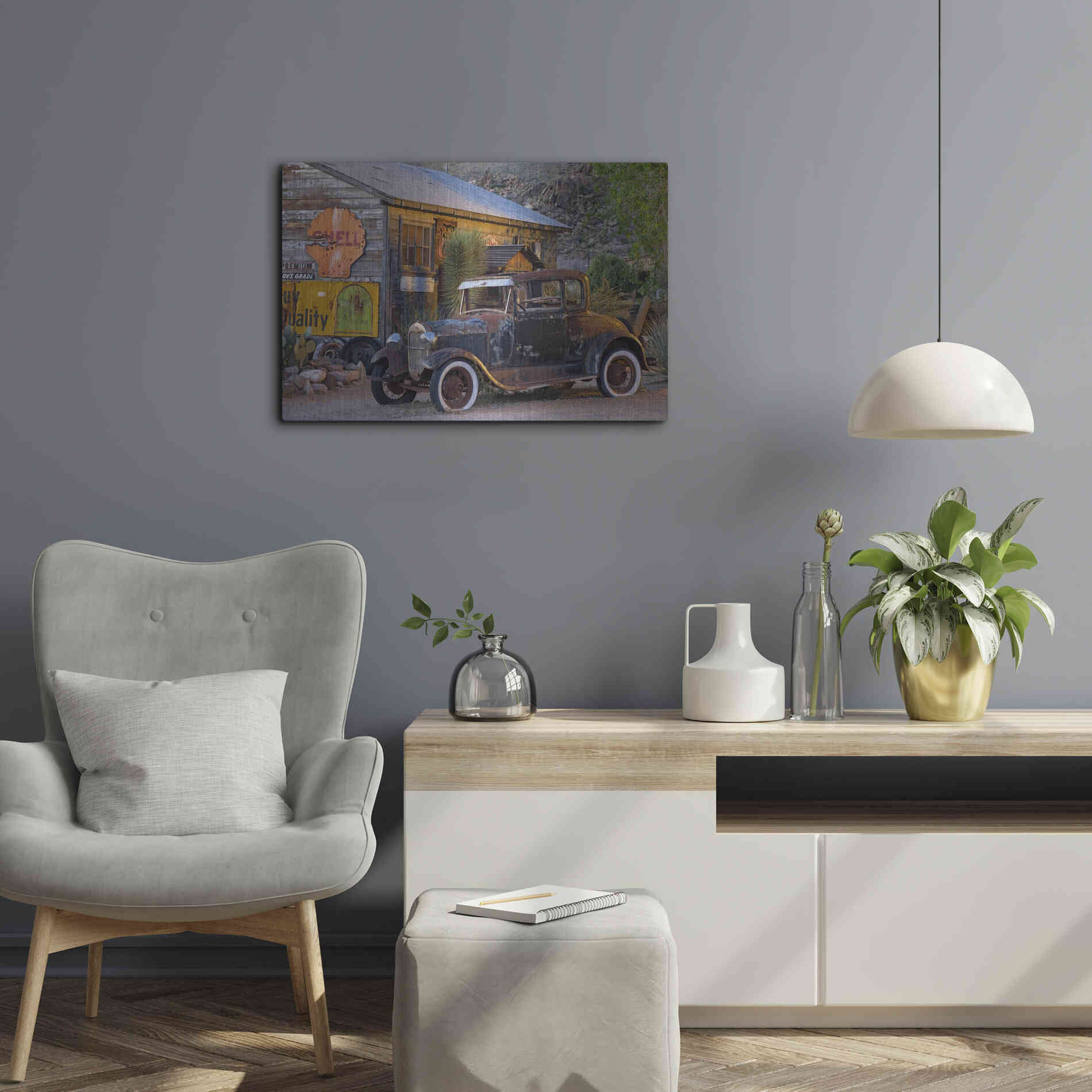 Luxe Metal Art 'Route 66 near Peach Springs' by Mike Jones, Metal Wall Art,24x16