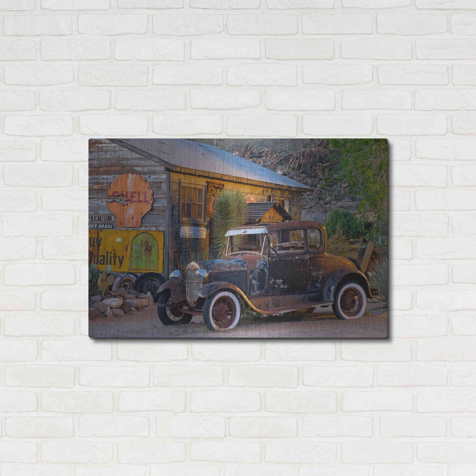 Luxe Metal Art 'Route 66 near Peach Springs' by Mike Jones, Metal Wall Art,36x24