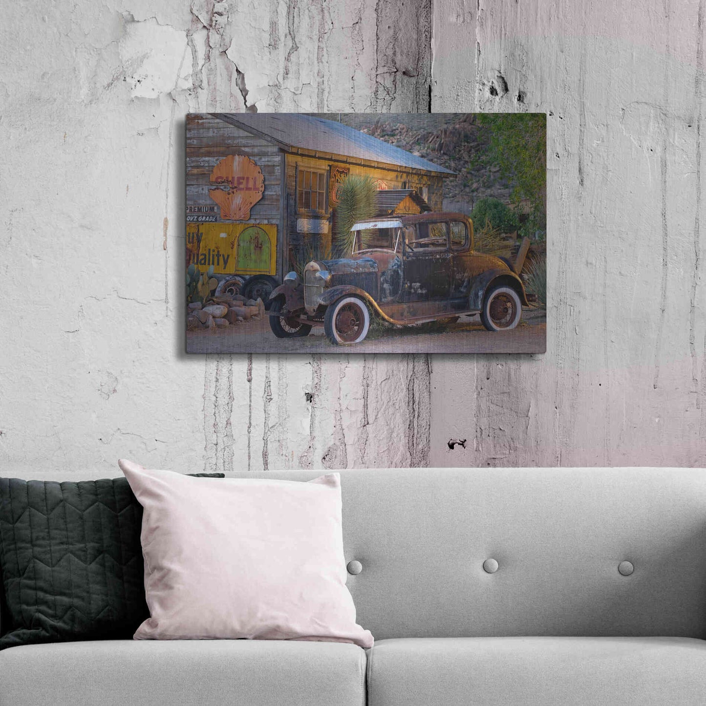 Luxe Metal Art 'Route 66 near Peach Springs' by Mike Jones, Metal Wall Art,36x24