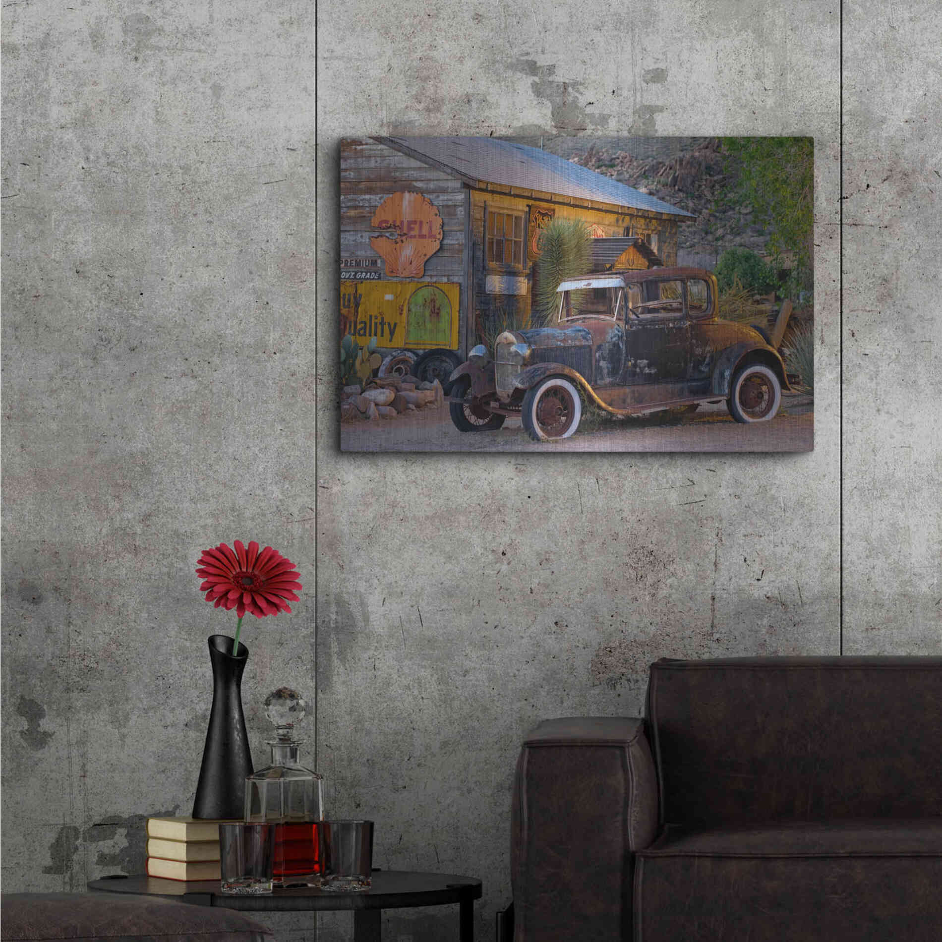 Luxe Metal Art 'Route 66 near Peach Springs' by Mike Jones, Metal Wall Art,36x24