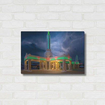 Luxe Metal Art 'Route 66 Shamrock Texas Conoco Lightning' by Mike Jones, Metal Wall Art,24x16