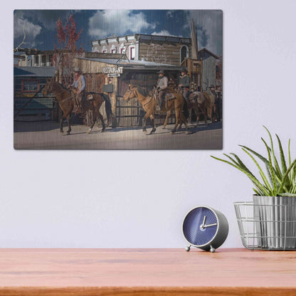 Luxe Metal Art 'Williams Cowboys' by Mike Jones, Metal Wall Art,16x12