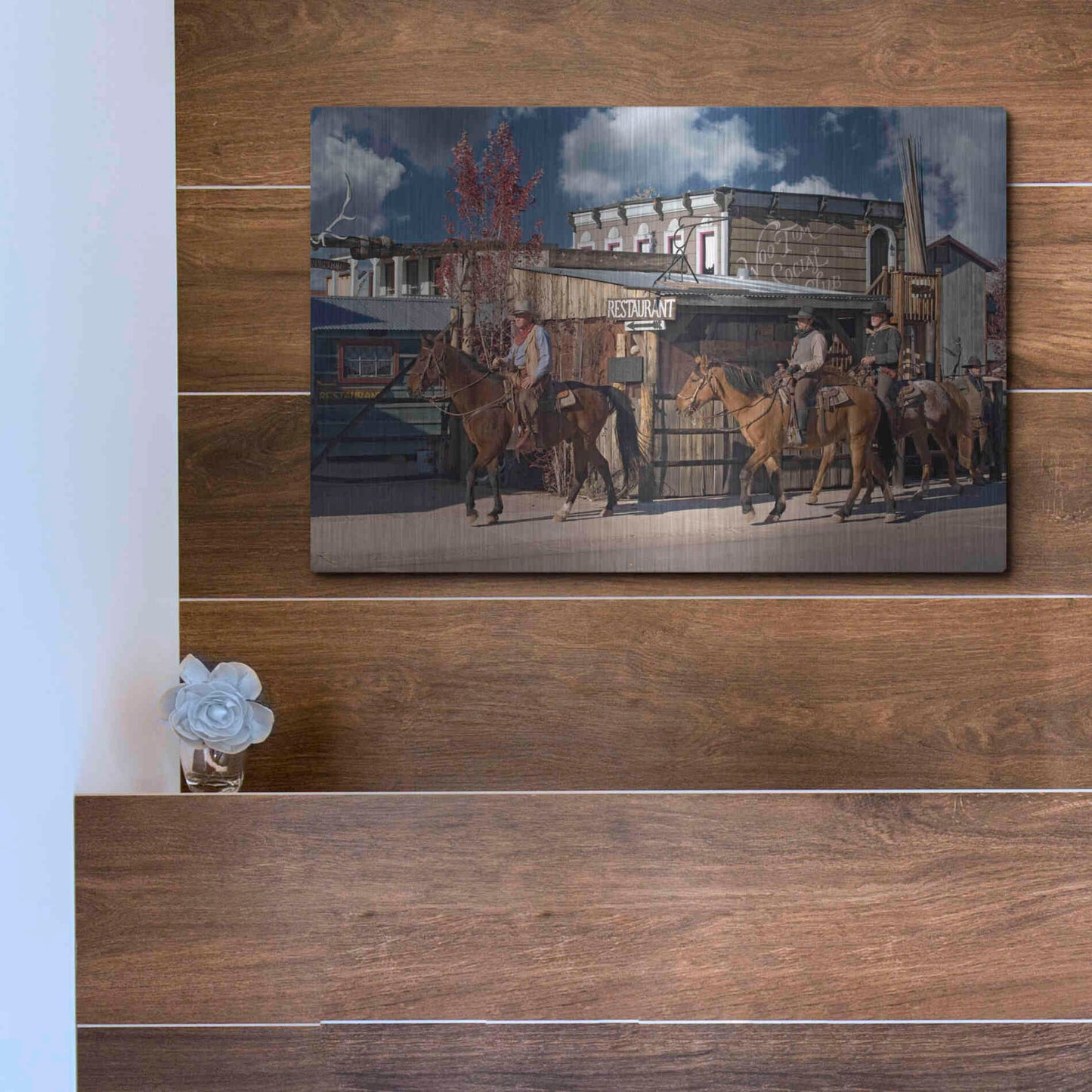 Luxe Metal Art 'Williams Cowboys' by Mike Jones, Metal Wall Art,16x12