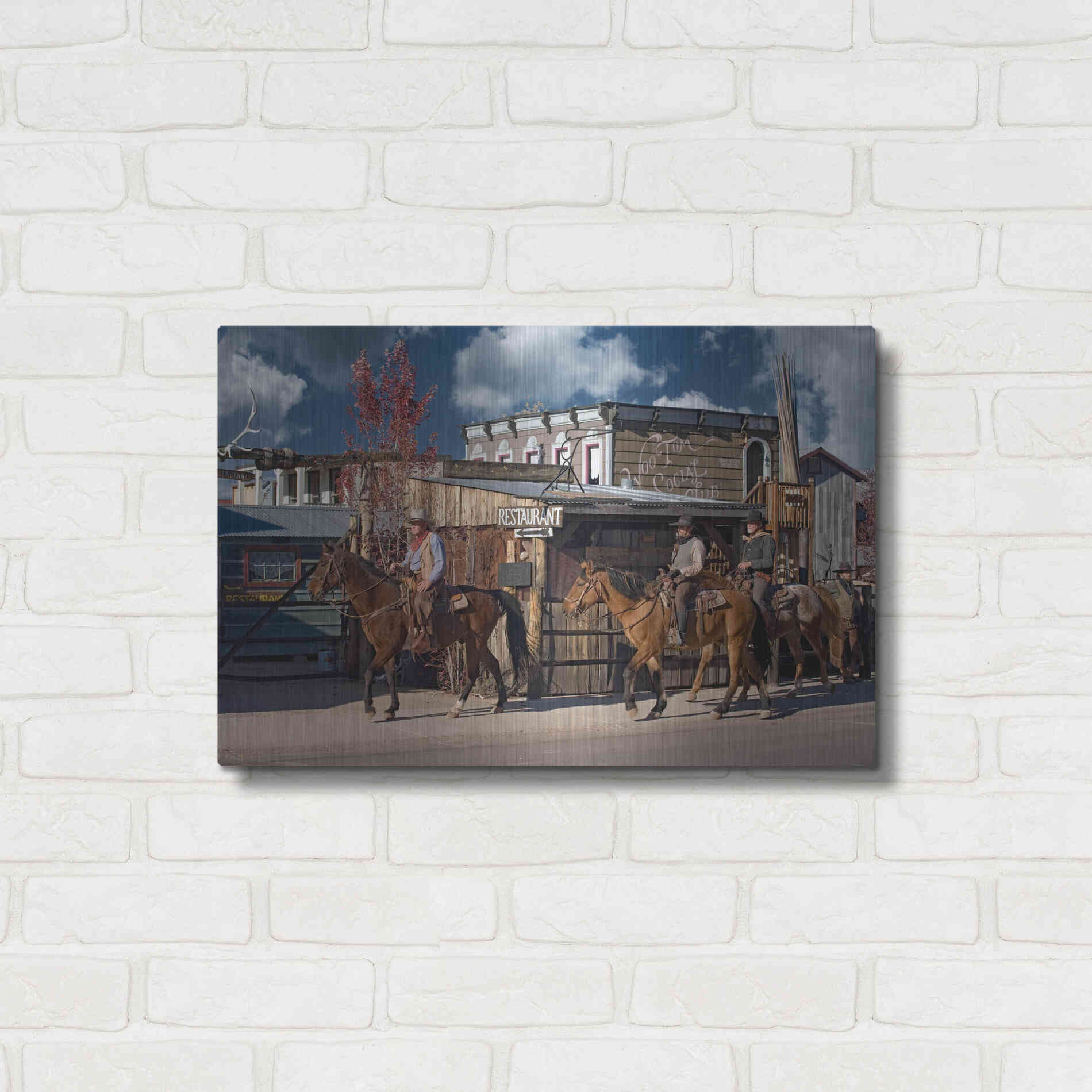 Luxe Metal Art 'Williams Cowboys' by Mike Jones, Metal Wall Art,24x16