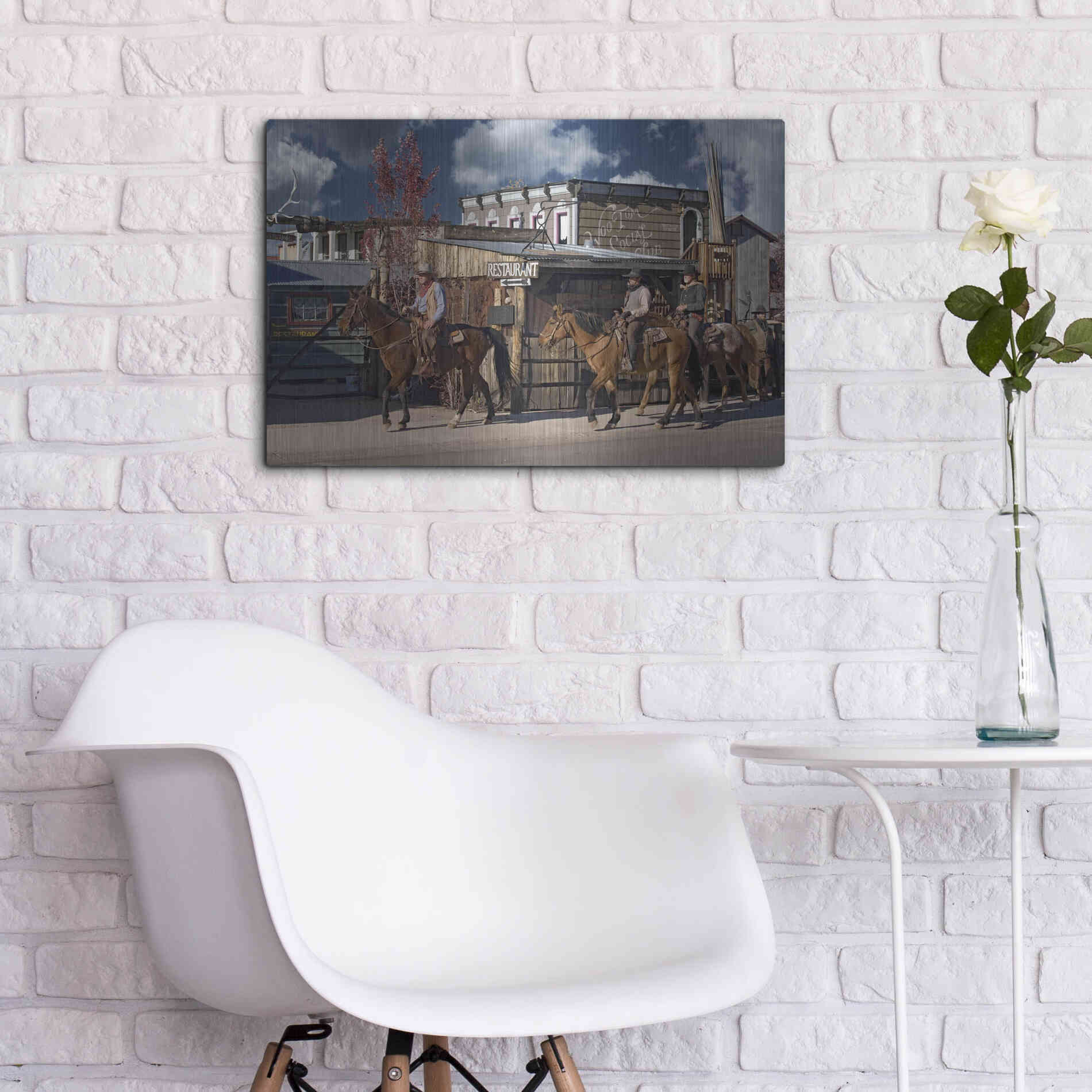 Luxe Metal Art 'Williams Cowboys' by Mike Jones, Metal Wall Art,24x16