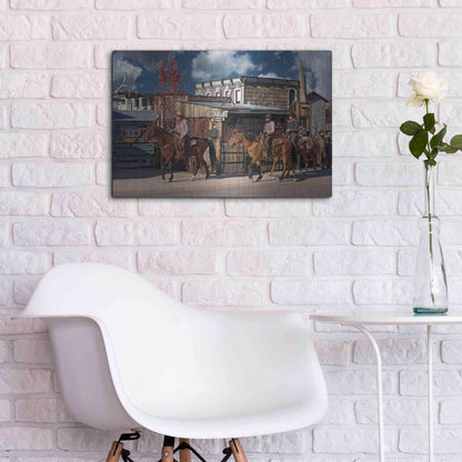 Luxe Metal Art 'Williams Cowboys' by Mike Jones, Metal Wall Art,24x16