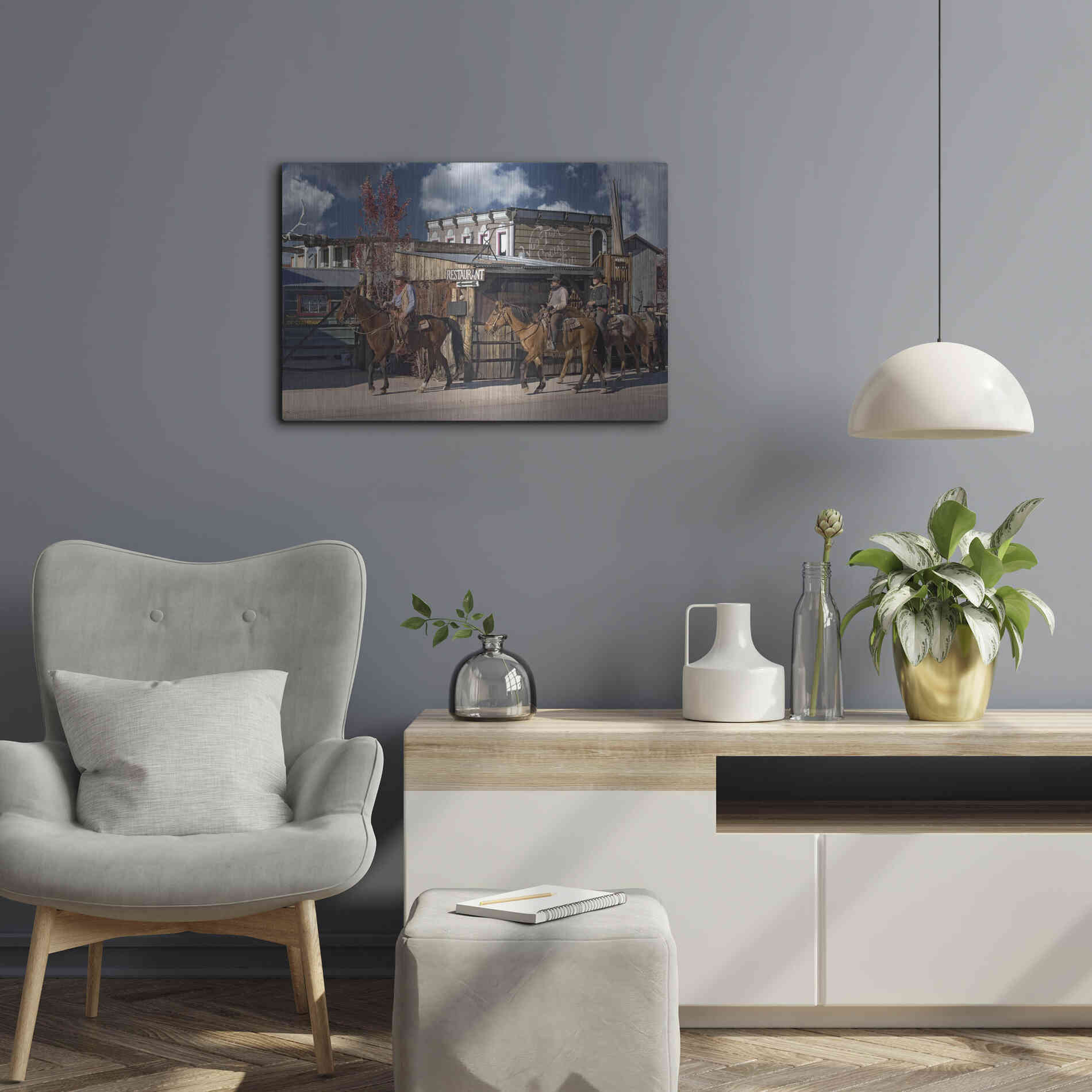 Luxe Metal Art 'Williams Cowboys' by Mike Jones, Metal Wall Art,24x16