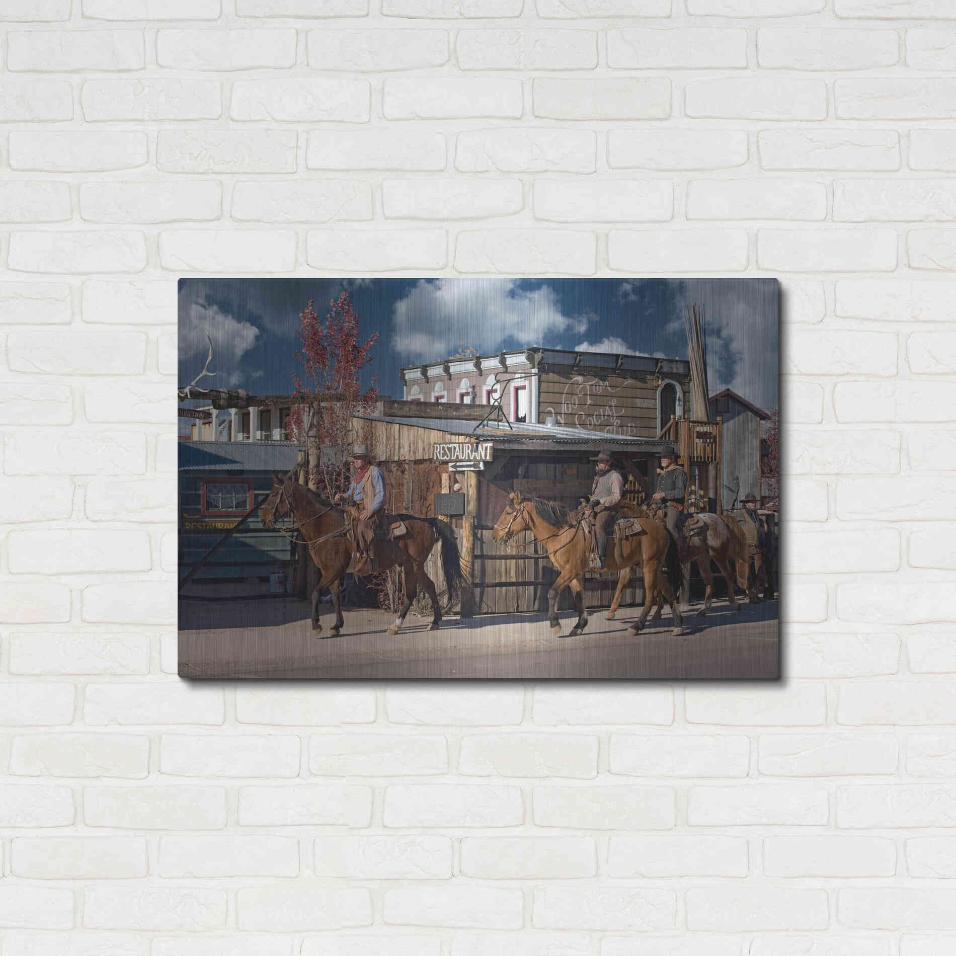 Luxe Metal Art 'Williams Cowboys' by Mike Jones, Metal Wall Art,36x24