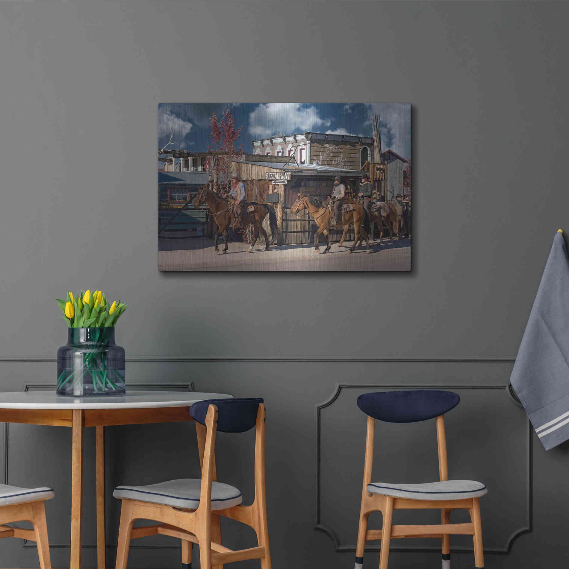 Luxe Metal Art 'Williams Cowboys' by Mike Jones, Metal Wall Art,36x24