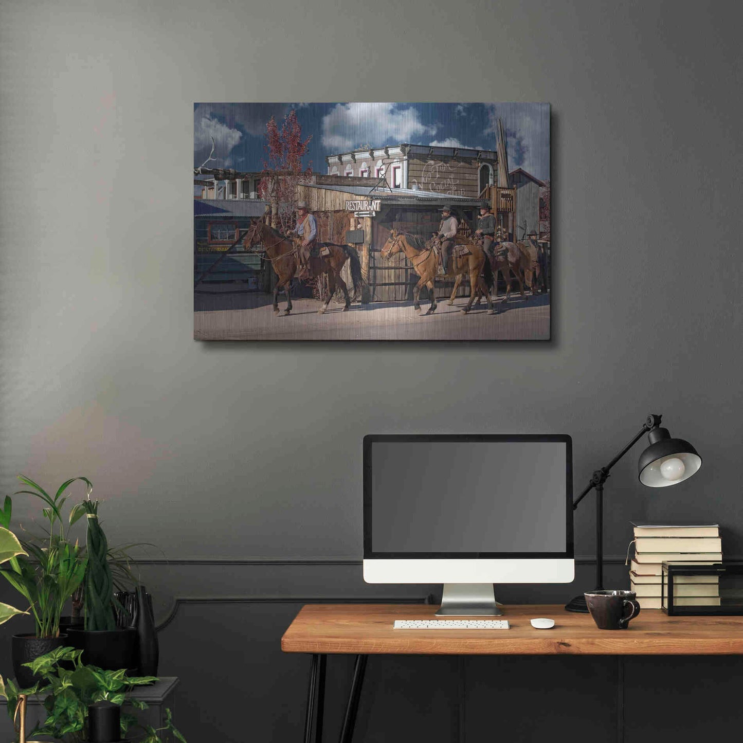 Luxe Metal Art 'Williams Cowboys' by Mike Jones, Metal Wall Art,36x24