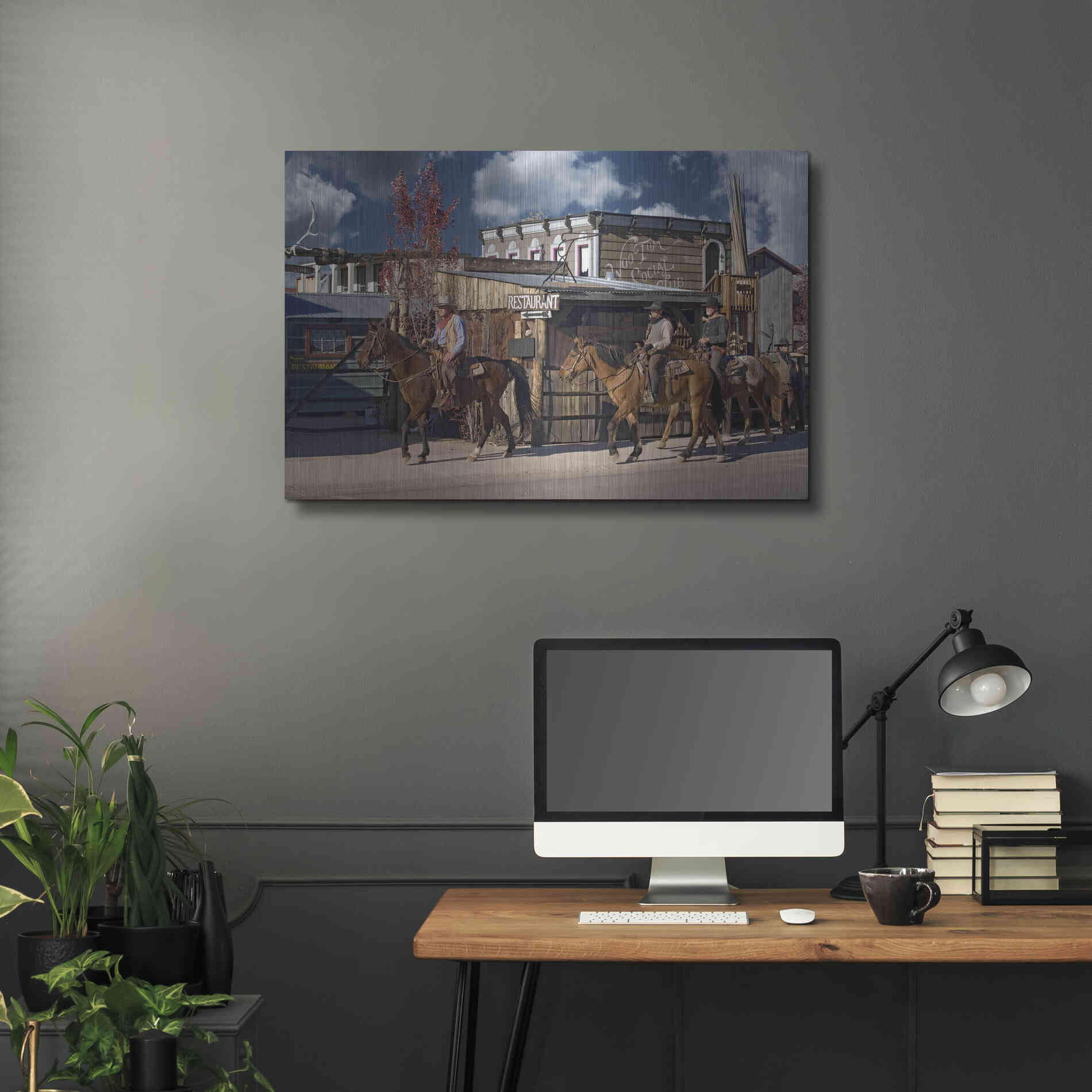 Luxe Metal Art 'Williams Cowboys' by Mike Jones, Metal Wall Art,36x24