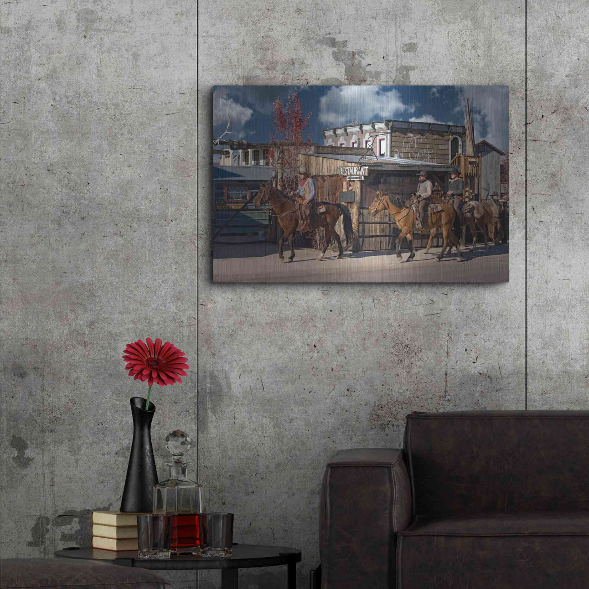 Luxe Metal Art 'Williams Cowboys' by Mike Jones, Metal Wall Art,36x24