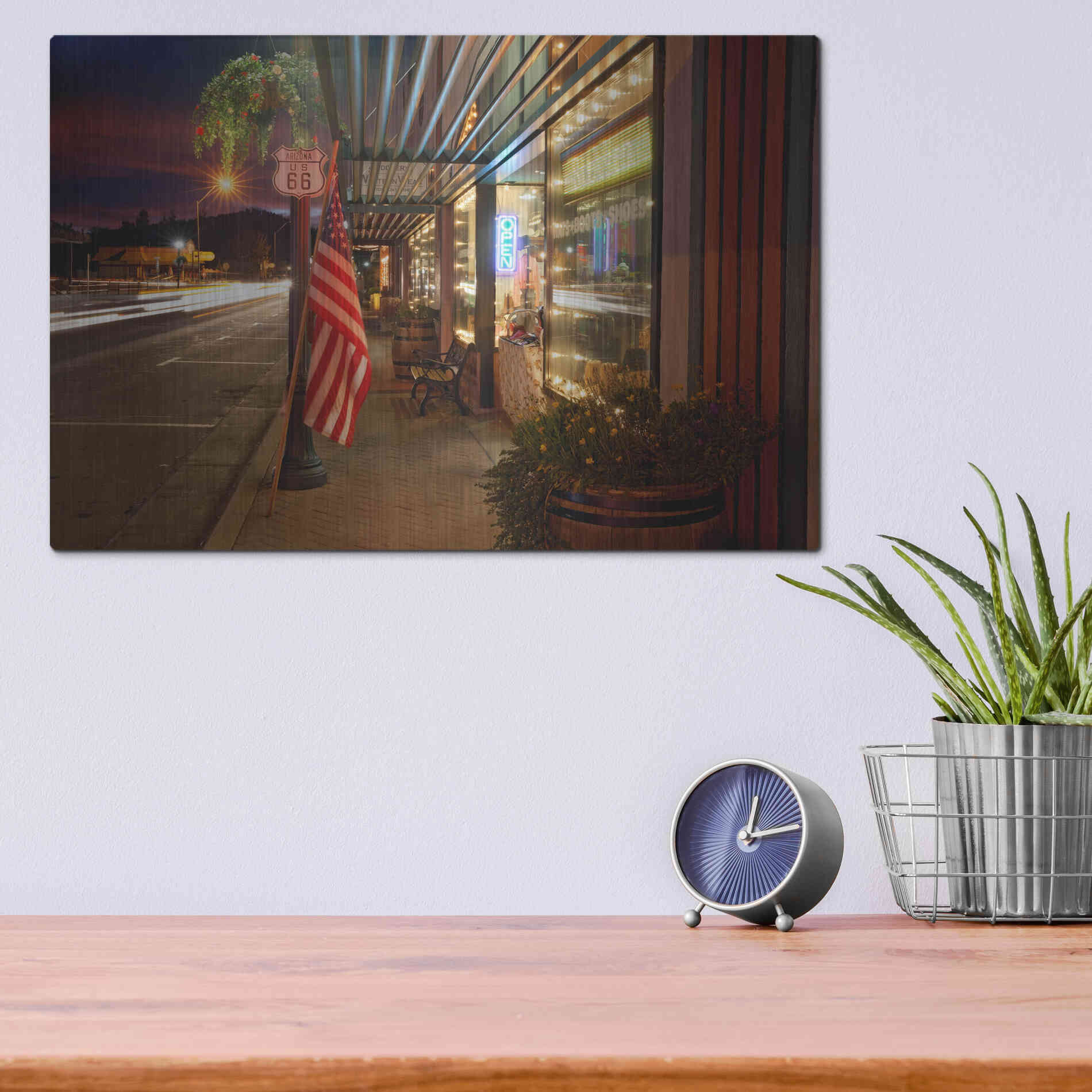 Luxe Metal Art 'Williams Rt Dusk' by Mike Jones, Metal Wall Art,16x12