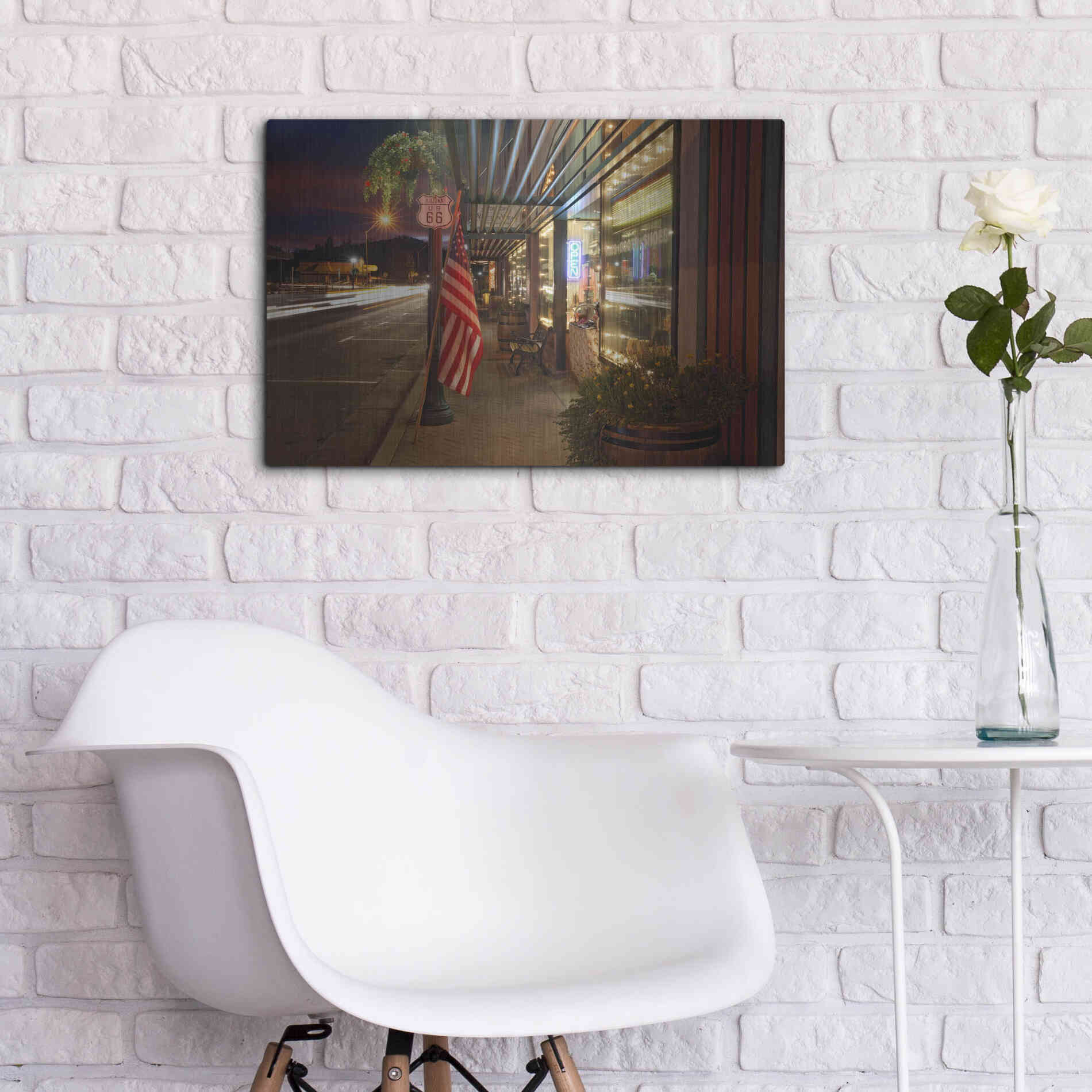 Luxe Metal Art 'Williams Rt Dusk' by Mike Jones, Metal Wall Art,24x16