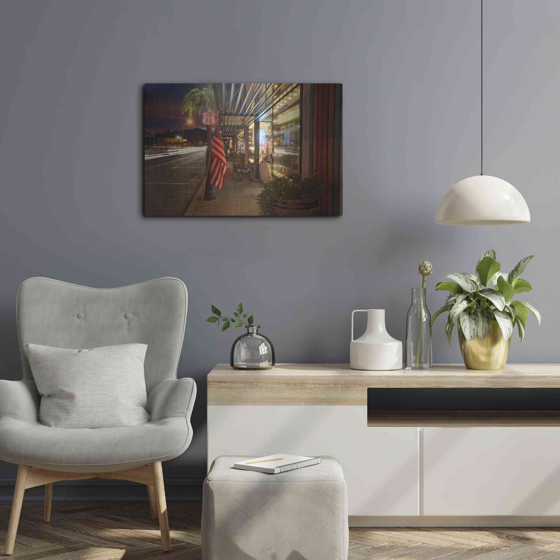 Luxe Metal Art 'Williams Rt Dusk' by Mike Jones, Metal Wall Art,24x16