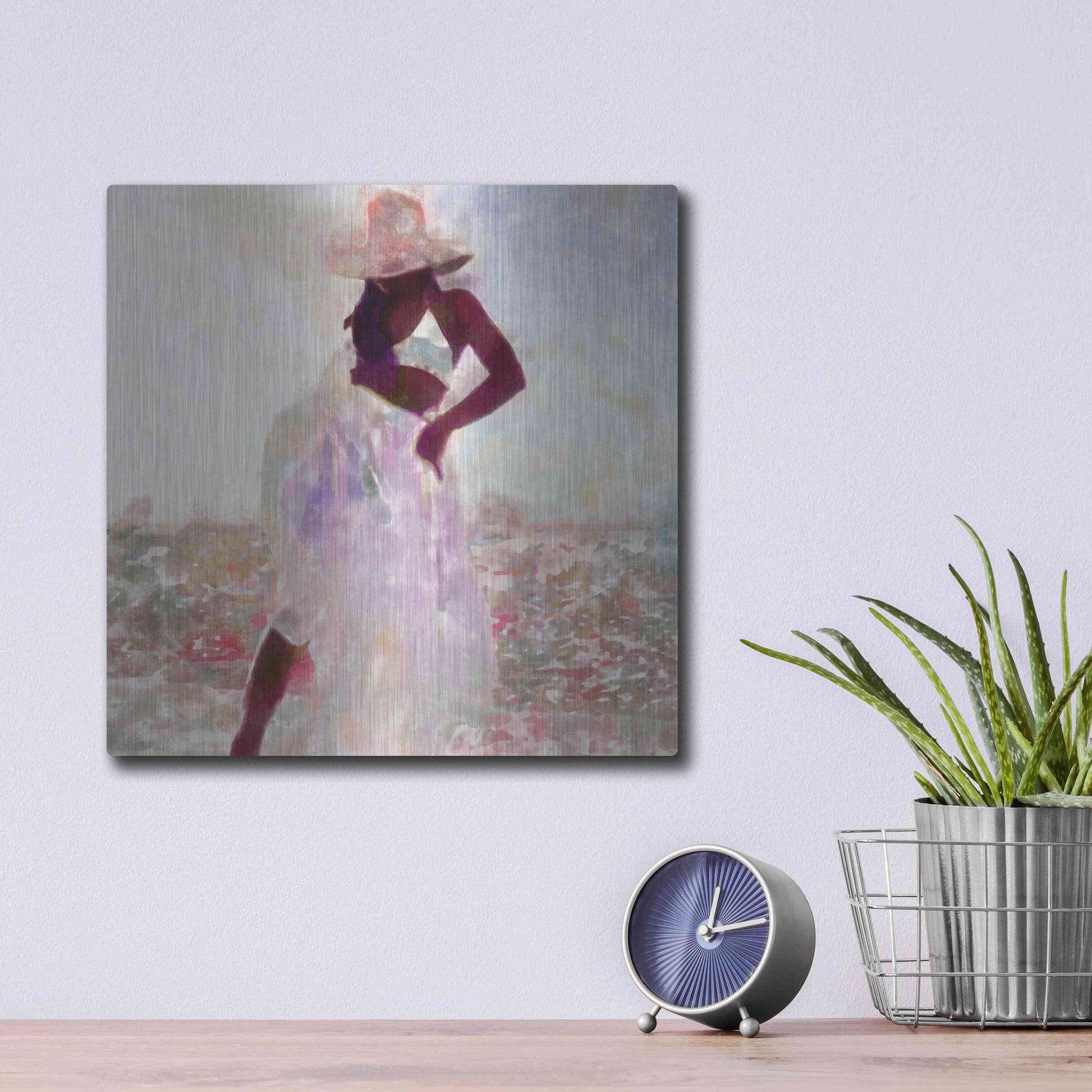 Luxe Metal Art 'Her Colorful Dance I' by Alonzo Saunders, Metal Wall Art,12x12