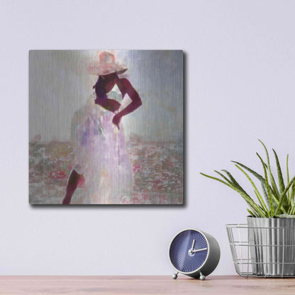 Luxe Metal Art 'Her Colorful Dance I' by Alonzo Saunders, Metal Wall Art,12x12