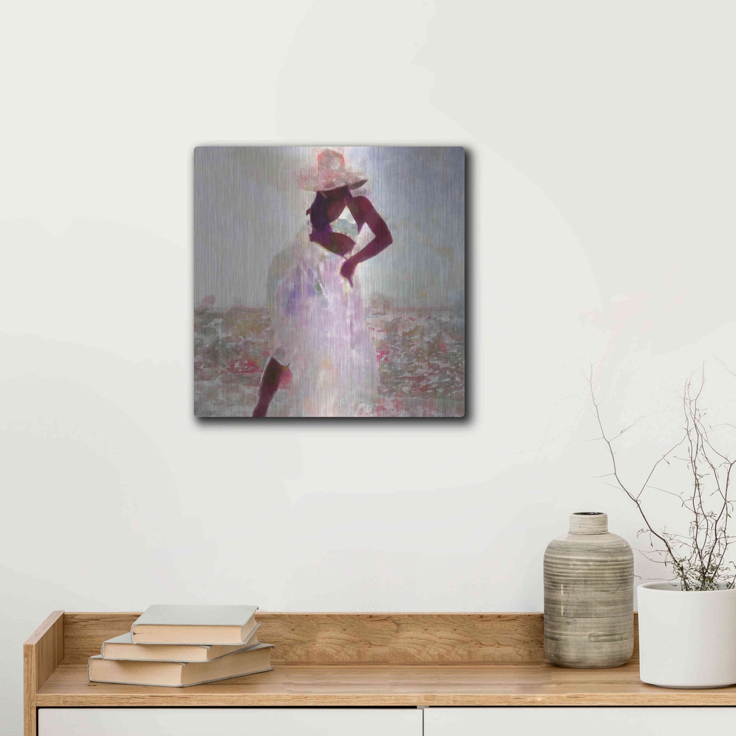 Luxe Metal Art 'Her Colorful Dance I' by Alonzo Saunders, Metal Wall Art,12x12