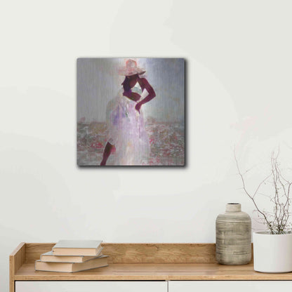Luxe Metal Art 'Her Colorful Dance I' by Alonzo Saunders, Metal Wall Art,12x12