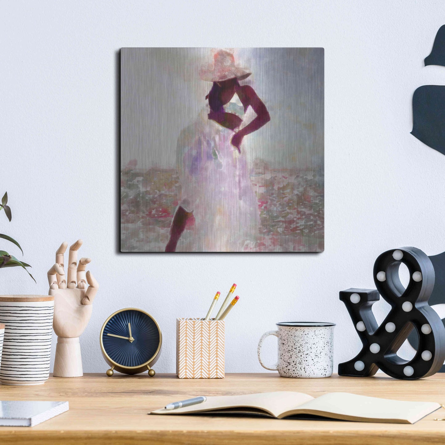 Luxe Metal Art 'Her Colorful Dance I' by Alonzo Saunders, Metal Wall Art,12x12