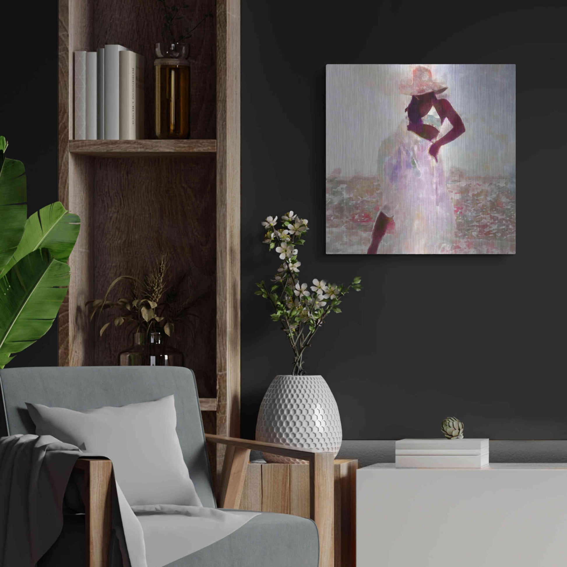 Luxe Metal Art 'Her Colorful Dance I' by Alonzo Saunders, Metal Wall Art,24x24