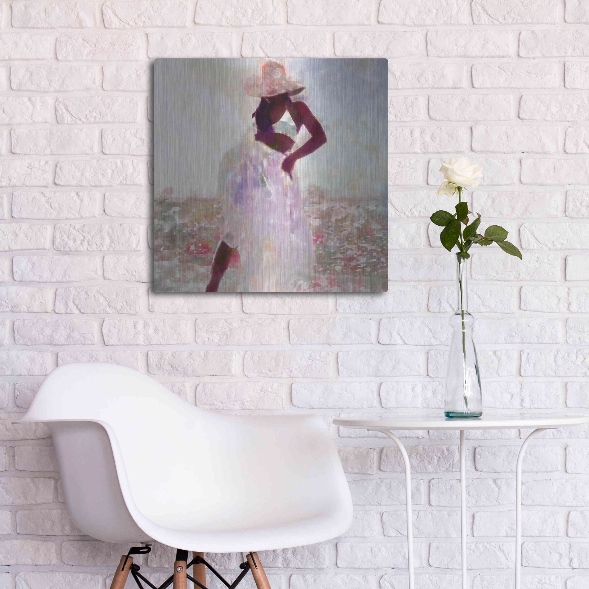 Luxe Metal Art 'Her Colorful Dance I' by Alonzo Saunders, Metal Wall Art,24x24