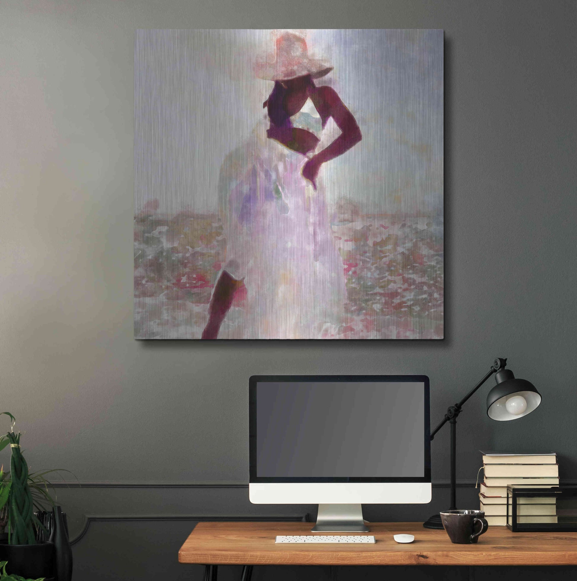 Luxe Metal Art 'Her Colorful Dance I' by Alonzo Saunders, Metal Wall Art,36x36